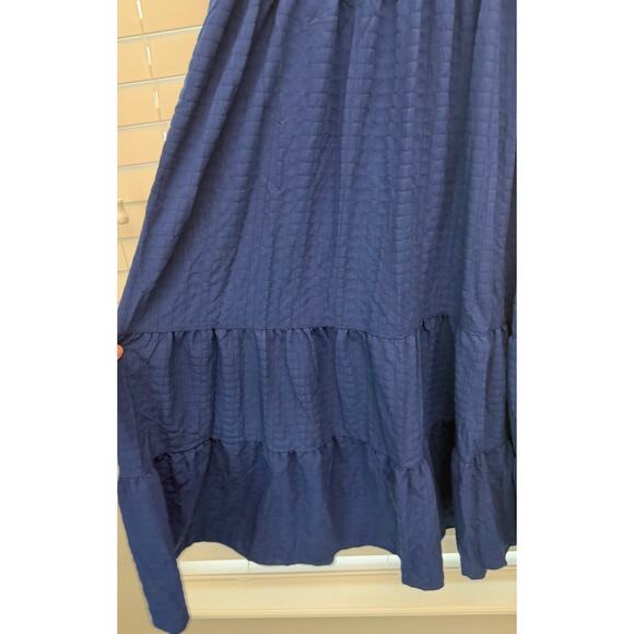 Shein Blue Dress XL Tiered Smocked Waist Flutter Sleeve. NWOT - Picture 3 of 4